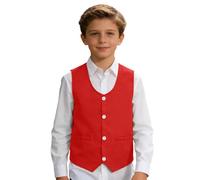 Elegante chaleco para jóvenes ideal para discursos, ocasiones festivas, fiestas, chaleco clásico con cuello de solapa, corte entallado, versátil, combinable para escuela, playa, tiempo libre, rojo, L