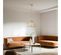 Elegante chandelier, color beige y dorado, cuerpo de metal, 40 cm de diámetro, 70 cm de altura, ajustable, E27 máx. 40 W, IP20, perfecto para decoración moderna del hogar