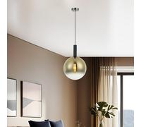 Elegante chandelier, cuerpo de metal con tapa de cristal, diámetro de 30 cm, altura ajustable de 80 a 170 cm, casquillo E27, diseño moderno para iluminación en casa y oficina