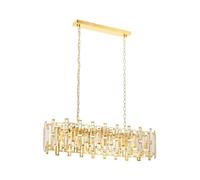 Elegante chandelier de oro, cuerpo de metal, 105 cm de altura, 90 cm de ancho, 30 cm de profundidad, 13 x E14 máx. 40 W, diseño moderno de glam para hoteles y hogares