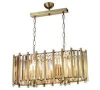 Elegante chandelier vintage de cobre, cuerpo de metal, 75 cm de altura, 65 cm de ancho, 6 bombillas E14 máx. 40 W, iluminación glamorosa para hogares y hoteles modernos