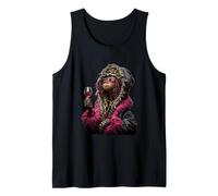 Elegante Chica Moda Retrato Glam Pink Wine Graphic Woman Camiseta sin Mangas