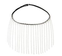 Elegante cinturón de cadena de piel sintética negra con borlas de metal para mujer, festival de música y eventos nocturnos, cintura de club nocturno