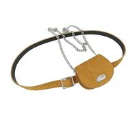 Elegante cinturón de cintura con acabado de gamuza con monederos y pantalones de cadena larga para uso diario esencial y cinturón de cintura para mujer, amarillo, Talla única