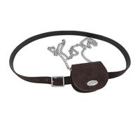 Elegante cinturón de cintura con acabado de gamuza con monederos y pantalones de cadena larga para uso diario esencial y cinturón de cintura para mujer, café, Talla única