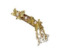 Elegante clip de pelo dorado con adornos de cristal y perlas que se otorgan para agregar brillo a los atuendos cotidianos