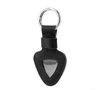 Elegante clip de púa de guitarra de cuero PU, clip magnético de paleta llavero titular de la púa de guitarra llavero bolsa de almacenamiento (negro)