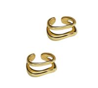Elegante Clip Irregular De Doble Capa Para Oreja Cómodo Manguito Hueso Pendientes Unisex Adorno Regalo Navidad Único Clip En Tono Dorado
