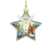 Elegante colgante de en forma de estrella, de ángel y de belén, bolas de recuerdo de calidad para festivas de invierno, árbol genealógico, puerta de entrada del