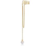Elegante colgante de perlas salvaje para niñas de cobre regalo de las mujeres pendientes clip oreja puños huesos clips pendientes estilo coreano (oro)