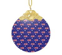 Elegante colgante redondo de cristal de la bandera australiana, adorno detallado de vacaciones de 3.3 pulgadas para regalo y celebración