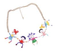 Elegante collar ajustable de personaje, collar con colgante de figura única, perlas de imitación, cadena de clavícula, dije de moda con forma de persona