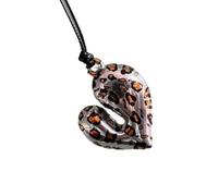Elegante collar con colgante de corazón con estampado animal, accesorio portátil para mujeres y hombres en plata de cadena larga, accesorios elegantes para mujer, talla única, como se describe, como