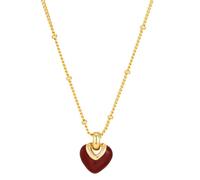 Elegante collar con colgante de corazón rojo para mujer, cadena de oro, corazón estilo rubí, diseño simple para el día de San Valentín y eventos especiales