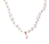 Elegante collar con colgante de cruces, accesorio llamativo de perlas con abalorio, cadena de clavícula, adorno para entusiastas de la moda, Perla, Perla, Perla, Perla