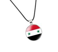Elegante collar con dije de banderas de Siria para entusiastas de la cultura y buscadores de moda, artesanía de aleación de zinc resistente y vidrio, declaración distintiva de moda, talla única, como