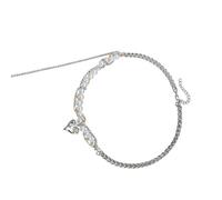 Elegante collar con perlas acentuadas en forma de corazón con longitud ajustable, joyería para uso diario y ocasiones especiales, collar creativo de corazón de perlas dulces y vanguardistas
