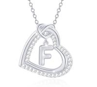 Elegante collar de corazón con inicial y circonita de aleación resistente, ideal para regalos románticos, a la moda, uso diario, collar minimalista, E, como se describe, como se describe