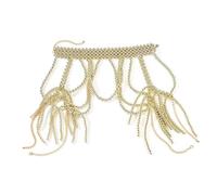 Elegante collar de cuentas para el cuerpo, elegante cadena de hombro, elegante cadena para el cuerpo para personas de moda, decoración delicada con flecos, talla única, como se describe, como se