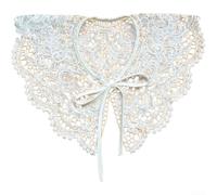 Elegante collar de encaje desmontable para mujer, hebilla de perlas de anacardo, cuello falso de poliéster transpirable para vestido formal casual, blanco y negro, (C)