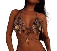 Elegante collar de lentejuelas para mujer, cadena corporal para un aspecto moderno de playa