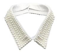 Elegante collar de perlas con cuello sintético para mujer, cuello falso, cuello desmontable, gargantilla, Estilo 5 metros blanco, As Show