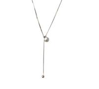 Elegante collar de perlas largas de plata de ley sofisticada para mujer, adecuado para varios eventos, uso diario, acero de titanio