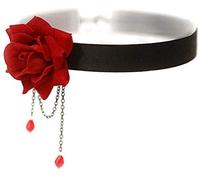 Elegante collar de rosa retro con cadena de clavícula, collar gótico, Lolita negra, collar de encaje, gargantilla ornamental, accesorios de boda(rojo)