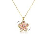 Elegante collar giratorio con colgante de flor para aliviar la ansiedad, gargantilla ajustable con cristal brillante, chapado en oro de 14 quilates, rosa, Medio, Acetato, abulón