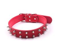 Elegante collar para perros punk con tachuelas de piel sintética para perros de talla media/grande, para un uso moderno y versátil (rojo)