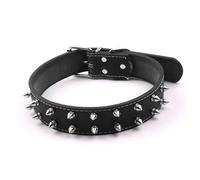 Elegante collar para perros punk con tachuelas de piel sintética para perros de talla media/grande, para un uso moderno y versátil (BLACK)