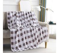 Elegante Confort Velvet Touch Ultra Plush Christmas Holiday Buffalo Plaid Fleece Throw/Blanket-50 x 60 Inch Buffalo Gray