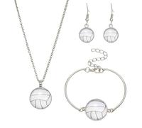 Elegante conjunto de joyería con temática deportiva para mujer, elegantes pendientes, collar y pulsera, regalo para entusiastas del fitness, amantes de los deportes, joyería, accesorios de baloncesto