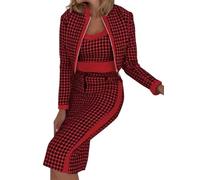 Elegante conjunto de traje de 3 piezas para mujer: camiseta sin mangas, falda y cárdigan de manga larga, traje de vestir casual estampado, ropa de descanso, trajes de calle, vestido casual de fiesta