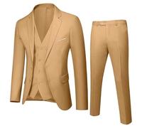 Elegante conjunto de traje de tres piezas para niños para primavera y otoño con abrigo de manga larga, chaleco y pantalones, caqui, L6