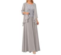 Elegante conjunto de tres piezas con falda larga para ocasiones formales, vestido de noche favorecedor para fiestas, bailes de graduación, gris, L