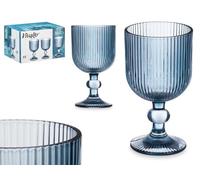 Elegante Copa de Agua de 370ml en Cristal Transparente con Diseño a Rayas y Acabado Azul Oscuro. Completa tu Cristaleria Favorita con las Copas de Vino y las Copas de Champan - Cava a Juego. …