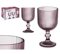 Elegante Copa de Vino de 260ml en Cristal Transparente Rosa con Diseño a Rayas Verticales Relieve. Completa tu Cristaleria Favorita con las Copas de Agua y las Copas de Champan - Cava a Juego. …