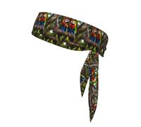 Elegante corbata deportiva con estampado de loros en árbol, adecuada para correr, yoga, ciclismo, fútbol, baloncesto