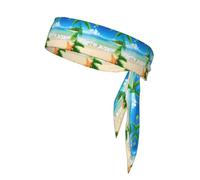 Elegante corbata deportiva para la cabeza con estampado de estrellas de mar, playa, palmeras marinas, adecuada para correr, yoga, ciclismo, fútbol, baloncesto