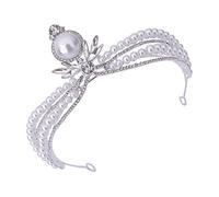 Elegante corona con diamantes de imitación y perlas. Tocado decorativo para novias, damas de honor y mujeres. Diseño lujoso para fiestas noc