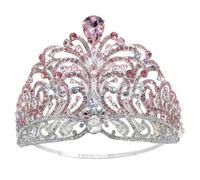 Elegante corona de piedras preciosas, corona de belleza, corona de moda para mujer, corona de aleaciones para desfiles, bodas y actuaciones, aleación