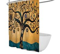 Elegante Cortina artística de Ducha Tree of Life Cortinas de Ducha Estética Abstracta Decoración de baño Tela Extra Larga de Secado rápido 200 x 240 cm