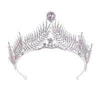 Elegante Crowvintage Queecrowbaroque Rhinestone Weddal Weddal Prom Crowns Tiaras para novia y dama de honor de novia (plata 31.5 * 7cm)