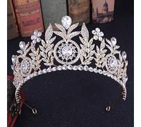 Elegante Crowwedding de cristal nupcial Crowns Princess PROEPAGEANT PROM TIARA TIARA CAYA DE CAVIO DE CAVIO BODA (AZUL 16 * 7.5cm)