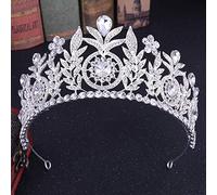 Elegante Crowwedding de cristal nupcial Crowns Princess PROEPAGEANT PROM TIARA TIARA CAYA DE CAVIO DE CAVIO BODA (AZUL 16 * 7.5cm)