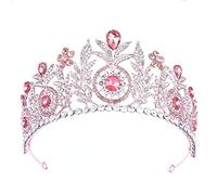 Elegante Crowwedding de cristal nupcial Crowns Princess PROEPAGEANT PROM TIARA TIARA CAYA DE CAVIO DE CAVIO BODA (AZUL 16 * 7.5cm)