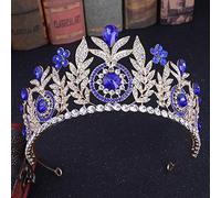 Elegante Crowwedding de cristal nupcial Crowns Princess PROEPAGEANT PROM TIARA TIARA CAYA DE CAVIO DE CAVIO BODA (AZUL 16 * 7.5cm)