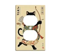 Elegante cubierta de interruptor de luz de gato, cubierta de enchufe, estilo japonés, arte felino para decoración del hogar, placas de pared termoplásticas, toma dúplex individual durante todo el año