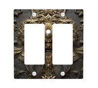 Elegante cubierta para interruptor de luz de arco, color dorado antiguo con lazo de satén gris oscuro para decoración del hogar, estilo vintage, detalles de boda o evento, balancín doble